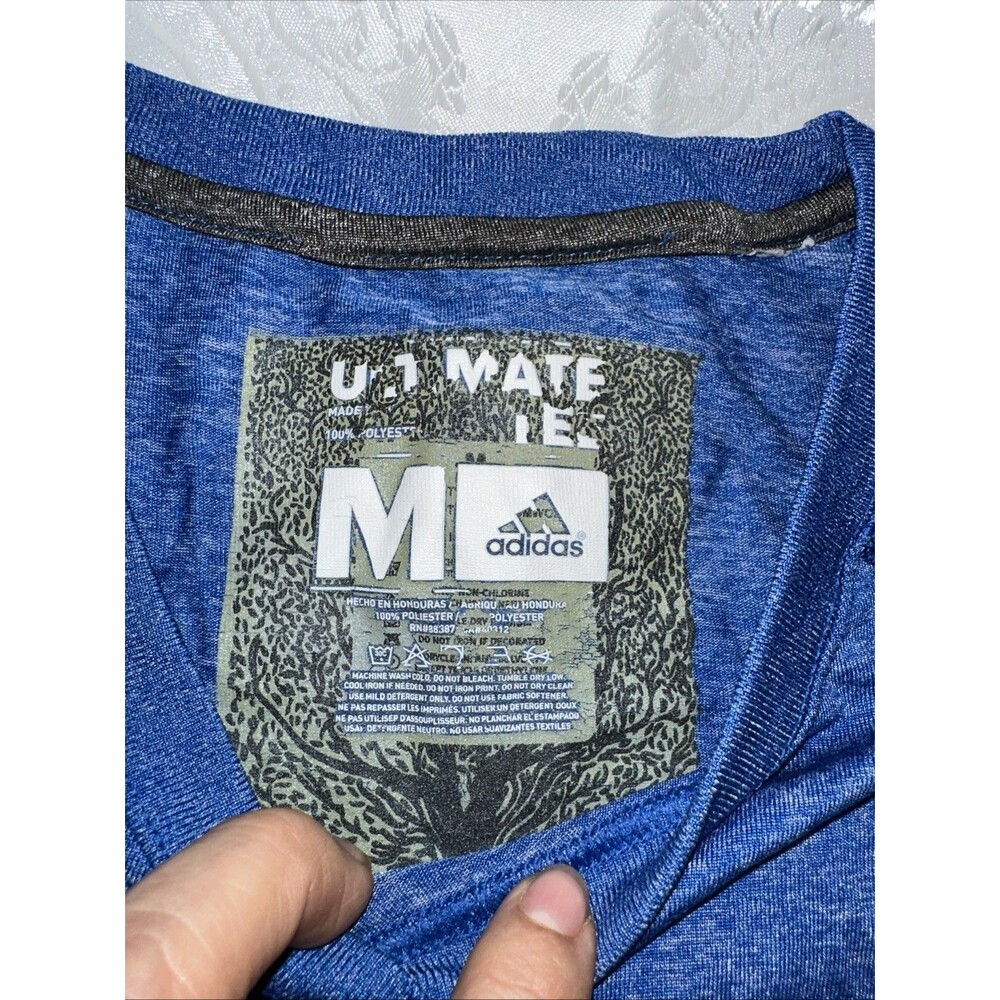 Adidas Ultimate Tee Shirt Mens Sz M Polyester Climalite Top Workout Run Gym Blue